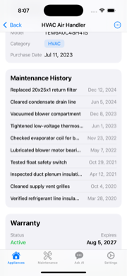 Detailed Maintenance History